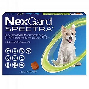 נקסגארד ספקטרה/NexGard Spectra לכלבים קטנים במשקל 7.5-15 קג נקסגארד ספקטרה/NexGard Spectra לכלבים קטנים במשקל 7.5-15 קג